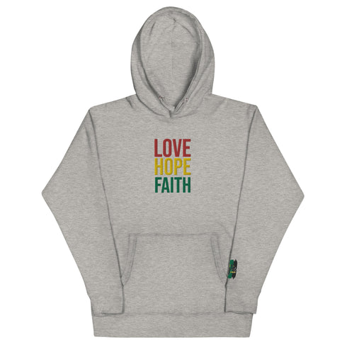 Love Hope Faith Black Color Unisex Hoodie